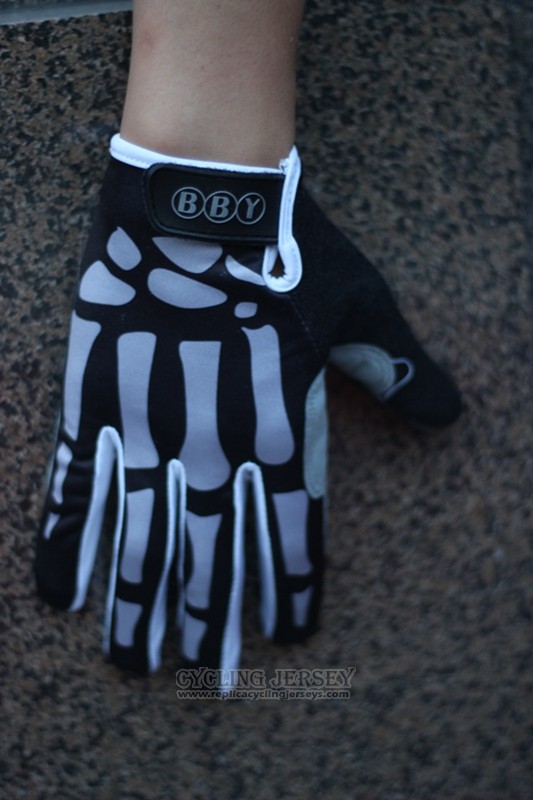 Skull Full Finger Gloves Cycling Black and Gray